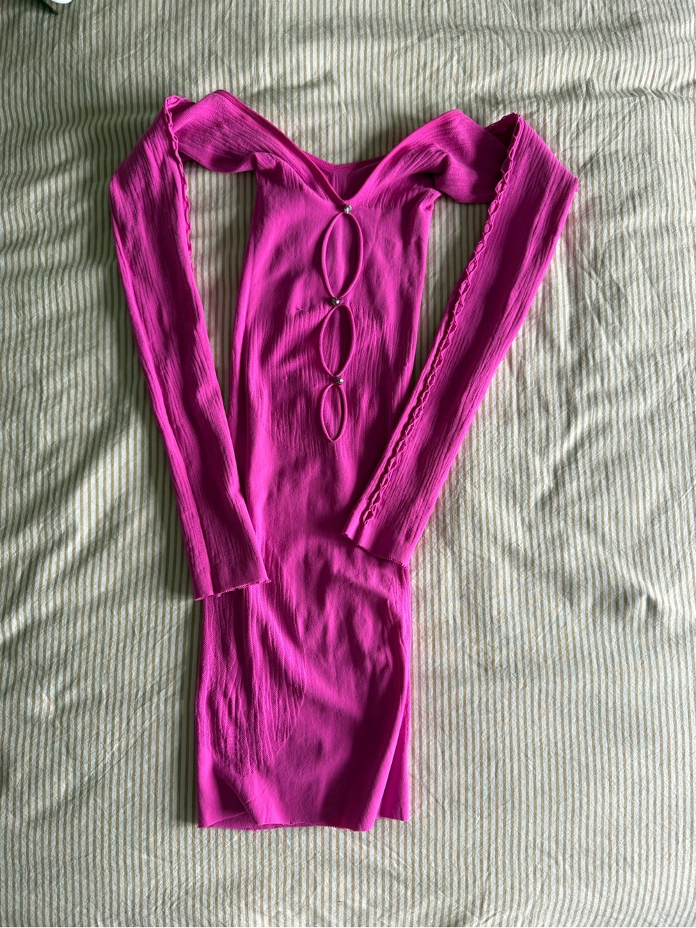 White Fox Pink Cut Out Long Sleeve Dress